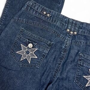 Vtg Street Jeans Low Rise Studded Flares‎ Star Gromet Sz 9 Y2K Embellished Jeans